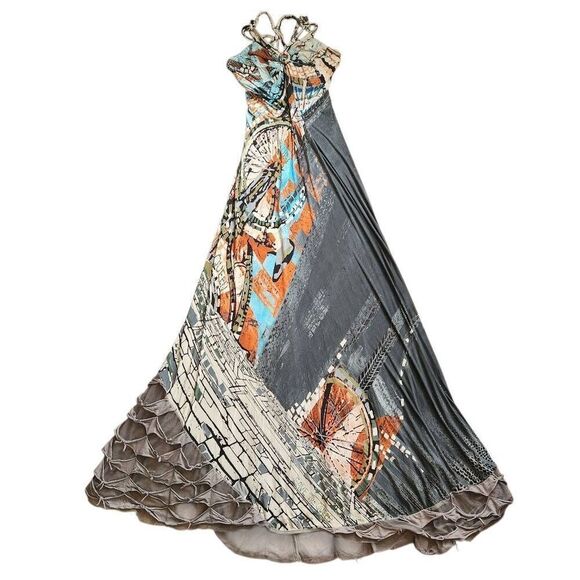 Vintage Save the Queen Maxi Dress Large Abstract Punk Grunge